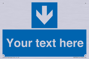 Custom Mandatory directional sign, blue arrow down